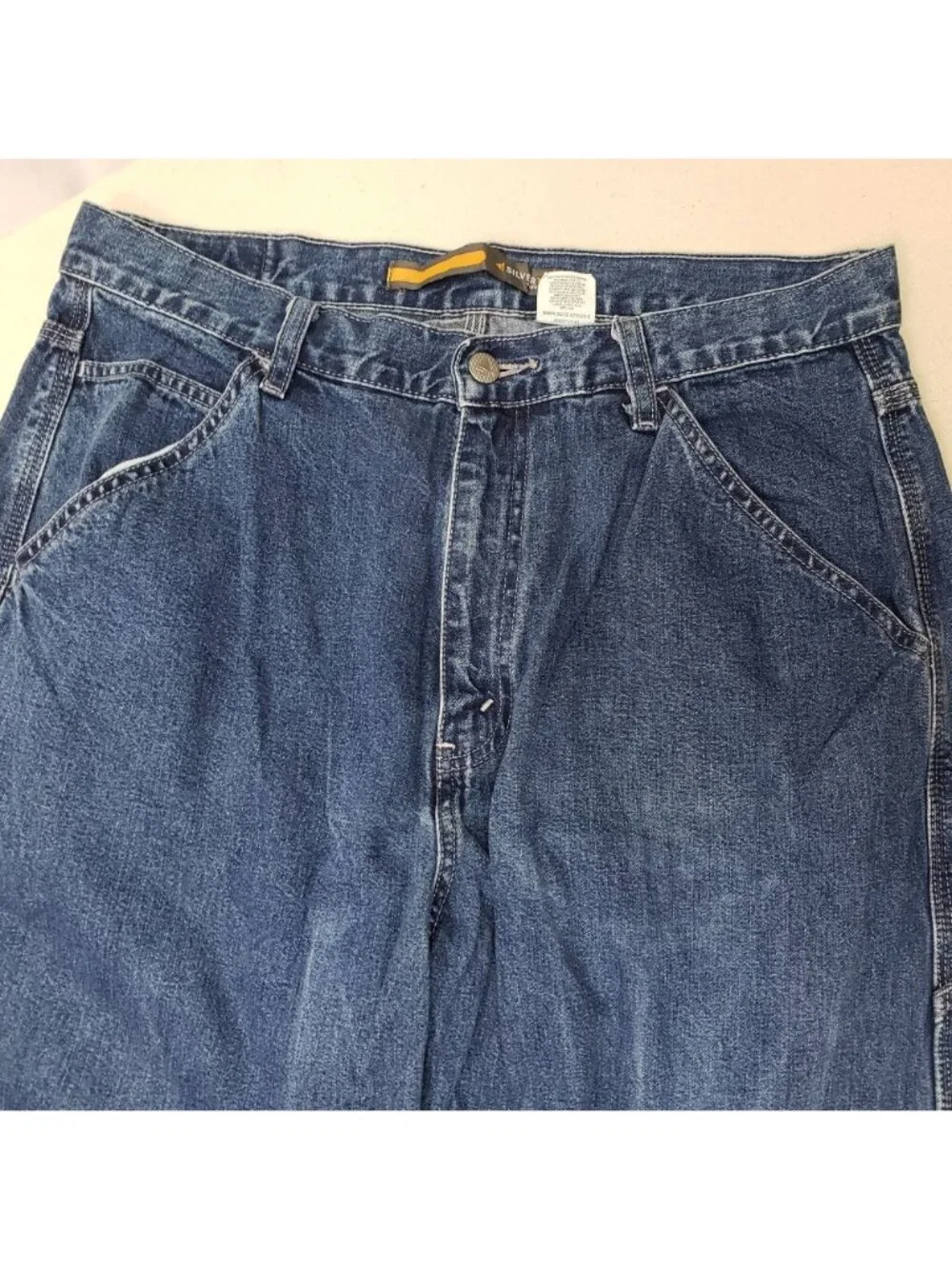 Levi's Silver Tab Mens Carpenter Cargo Wide Leg Relaxed Blue Jeans 34/34 VTG Y2K